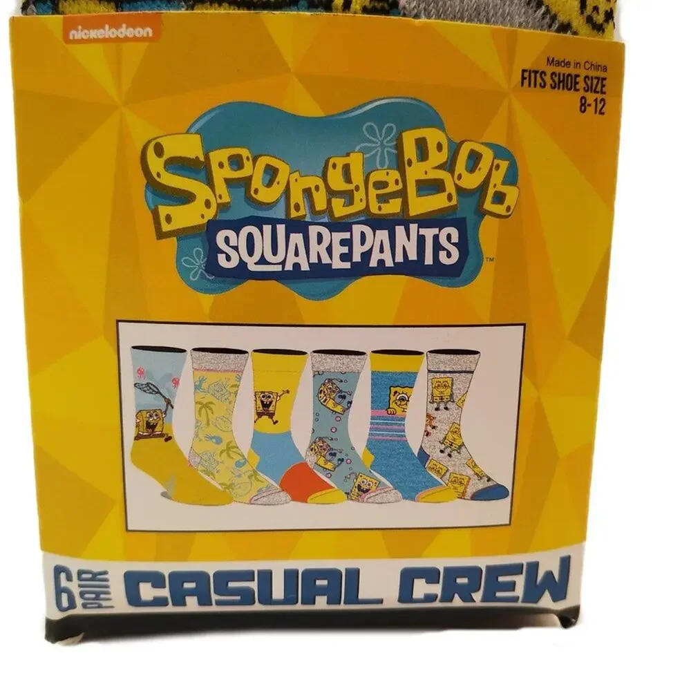 Sponge Bob Casual Crew Socks-6 Pairs